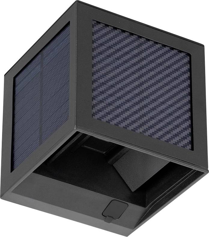 Luminaire mural noir en forme de cube avec panneaux latéraux texturés et dessous ouvert