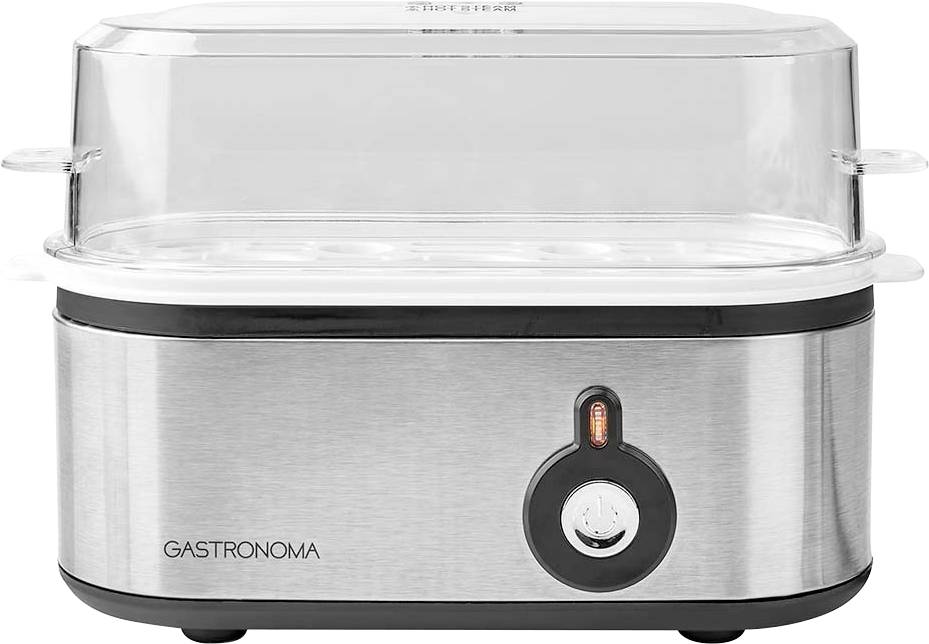 Chauffe-plats de comptoir en acier inoxydable avec couvercle dôme transparent, cadran de commande frontal et marque « GASTRONOMA ».