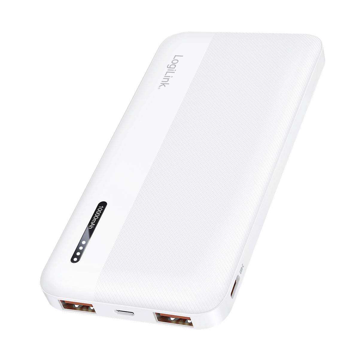 LogiLink PA0372W Powerbank (batterie supplémentaire) 10000 mAh Fast Charge Li-Ion blanc affichage du statut
