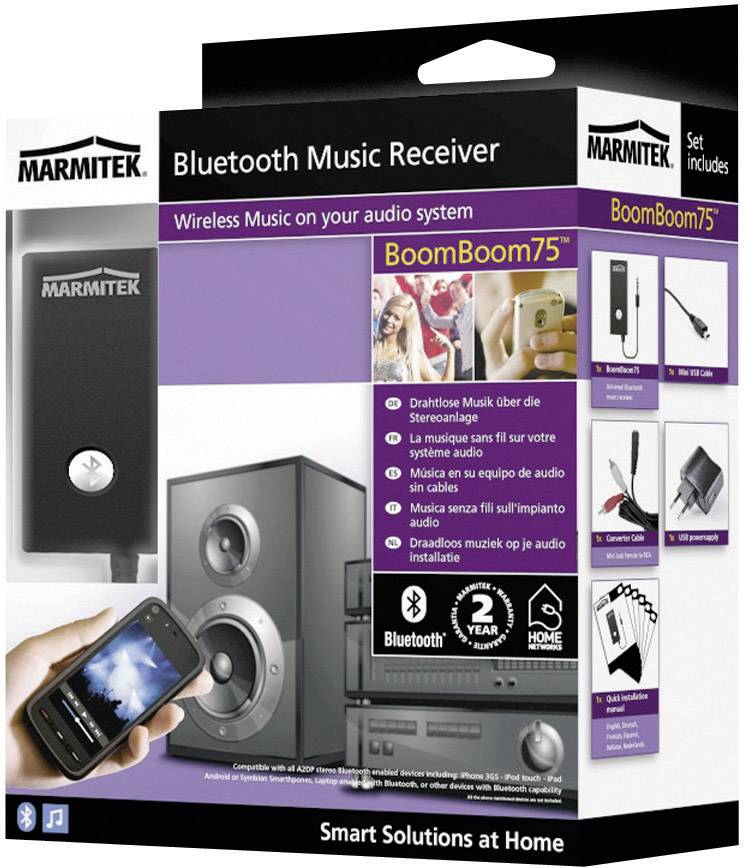 Récepteur de musique Bluetooth® Marmitek BoomBoom 75 Version Bluetooth: 2.1, A2DP 10 m