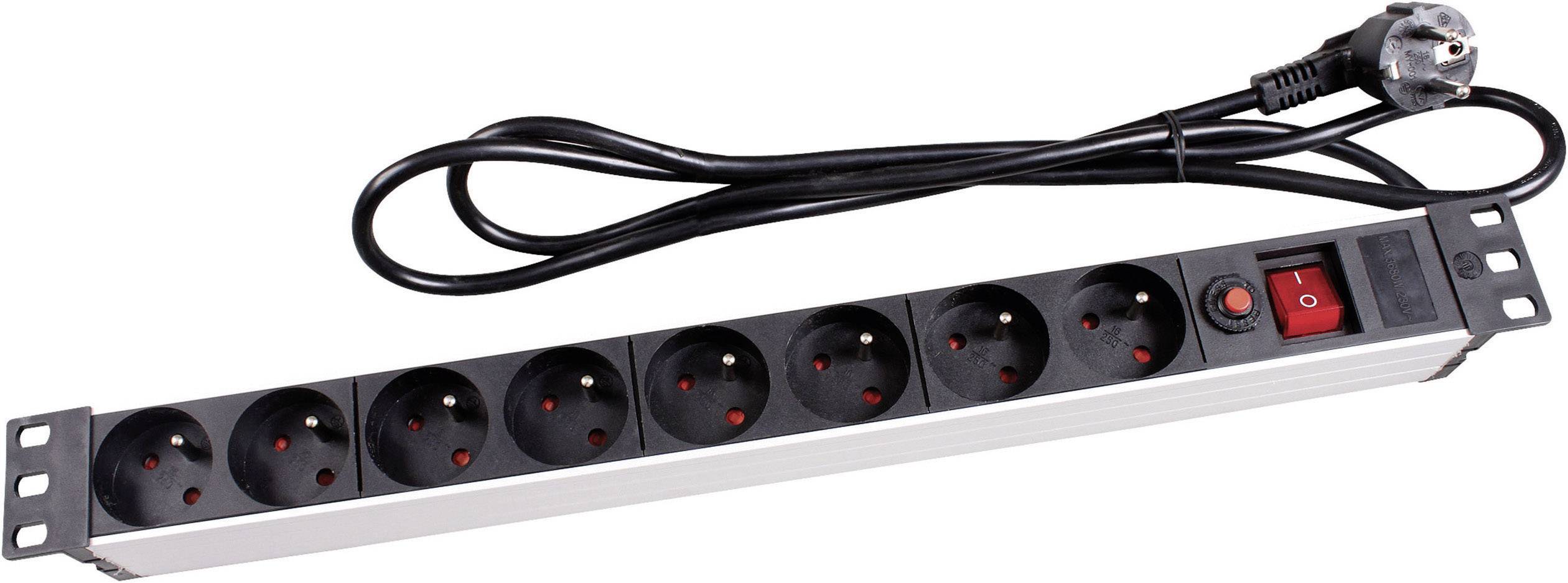 Multiprise 19 pouces Velleman EBP08PDU x8 noir, acier inoxydable 1 pc(s)