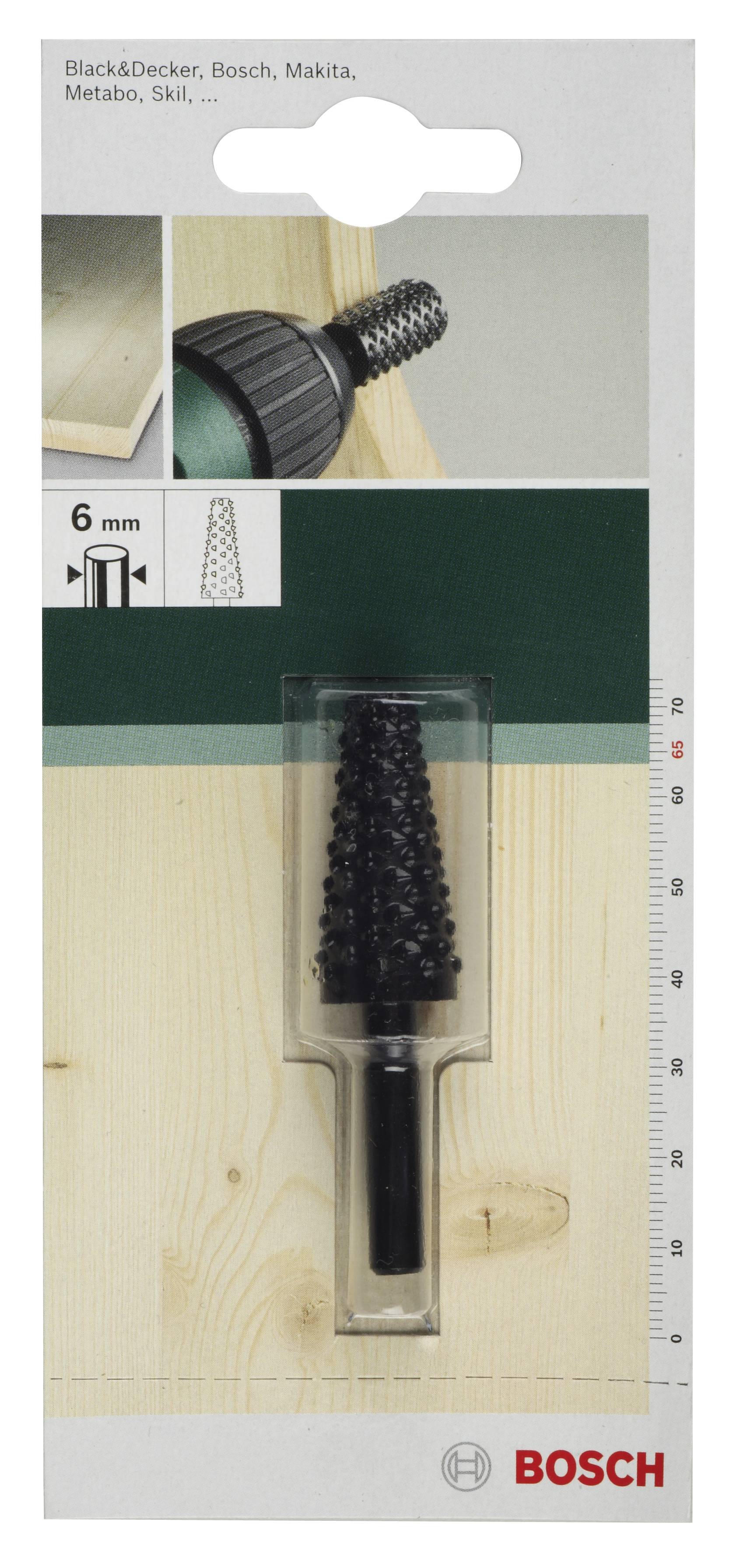 Ensemble d'accessoires de forage avec tête de meulage conique sur un emballage en bois. Compatible avec des marques telles que Bosch, Makita et autres.