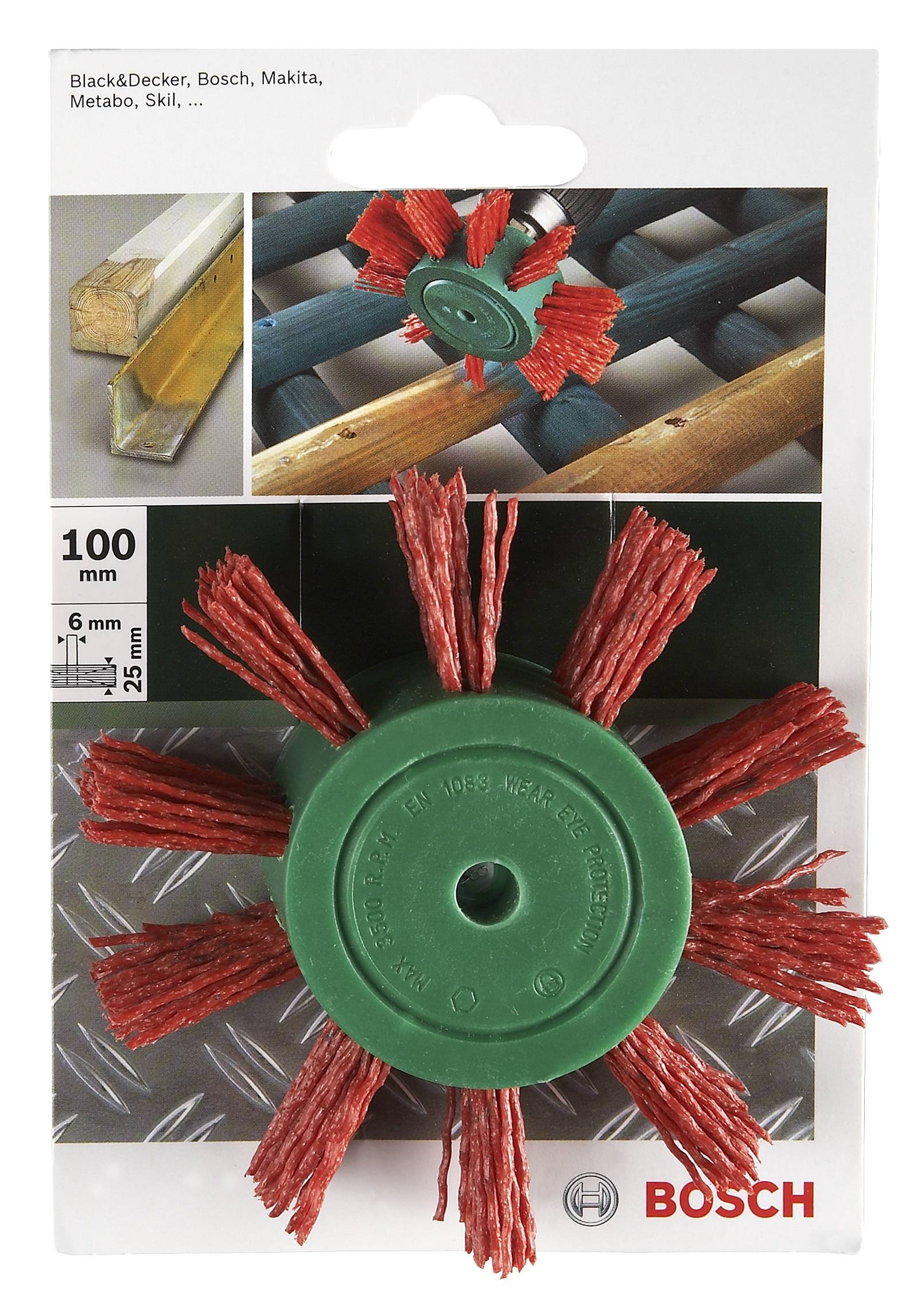 Brosse pinceau pour perceuses - fils nylon au corindon K80, 100 mm Bosch 2609256543