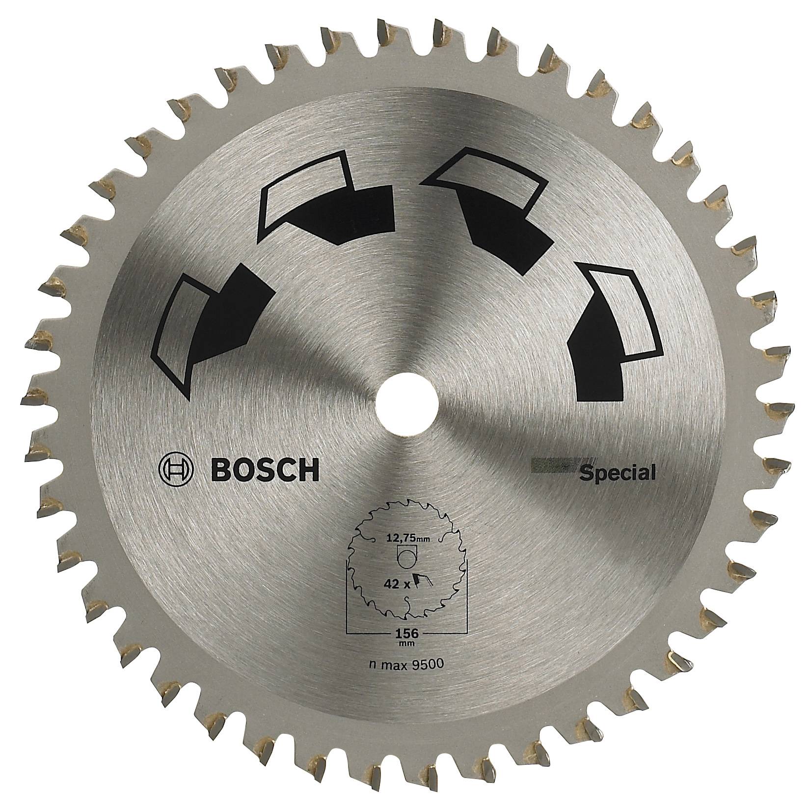 Lame de scie Bosch, 42 dents, vitesse maximale de 9500 tr/min, adaptée à des applications spécifiques.