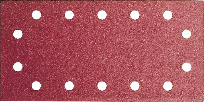 Papier de verre rectangulaire avec motif de perforations, grain rouge.