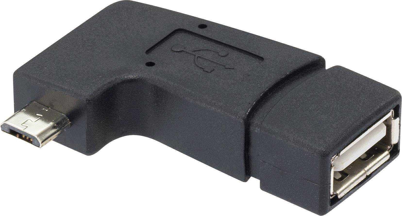 Adaptateur USB 2.0 Renkforce - [1x USB 2.0 mâle Micro-B - 1x USB 2.0 type A femelle] - noir avec fonction OTG