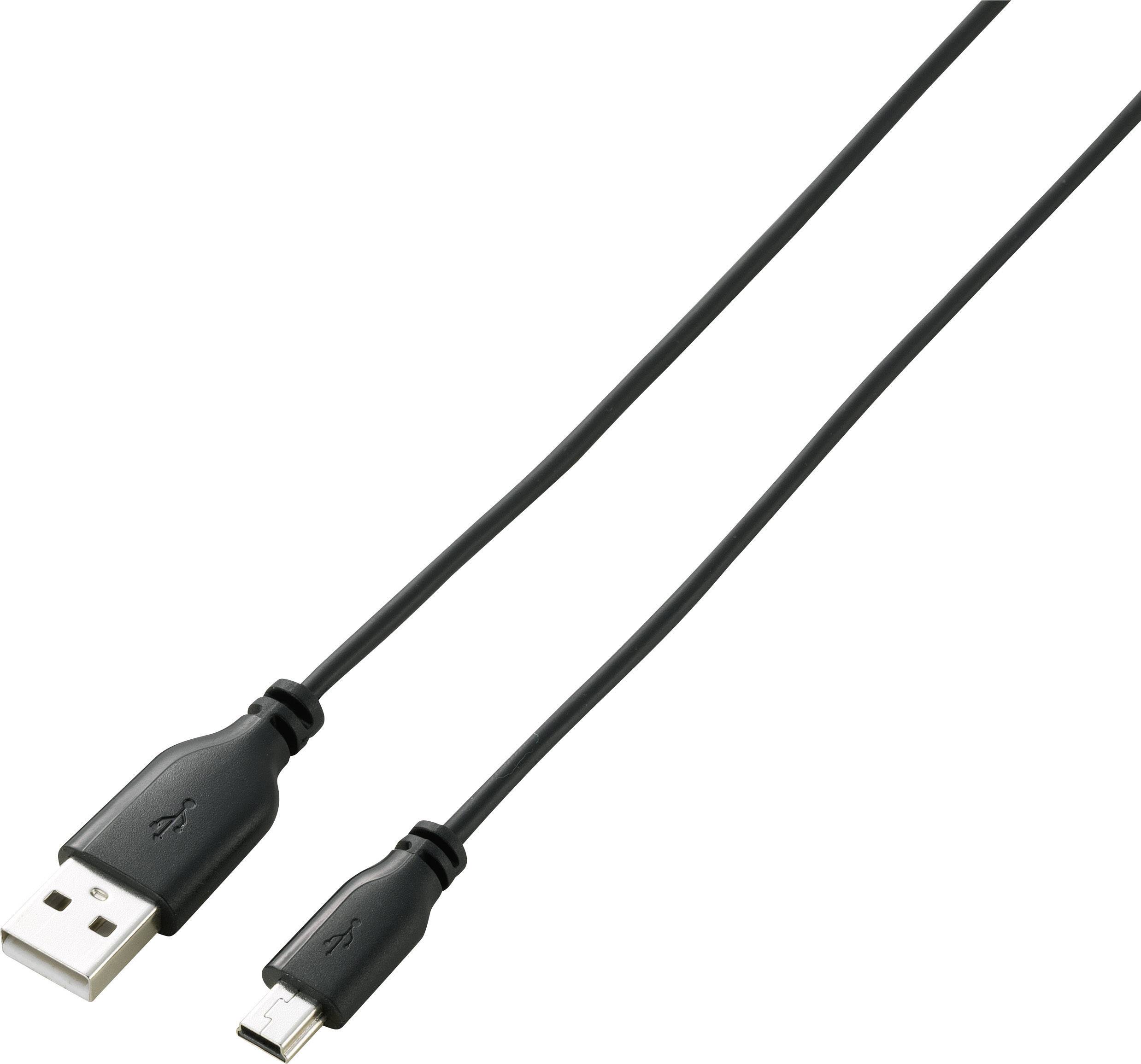 Un câble USB noir avec une fiche USB standard d'un côté et une fiche micro-USB de l'autre côté.