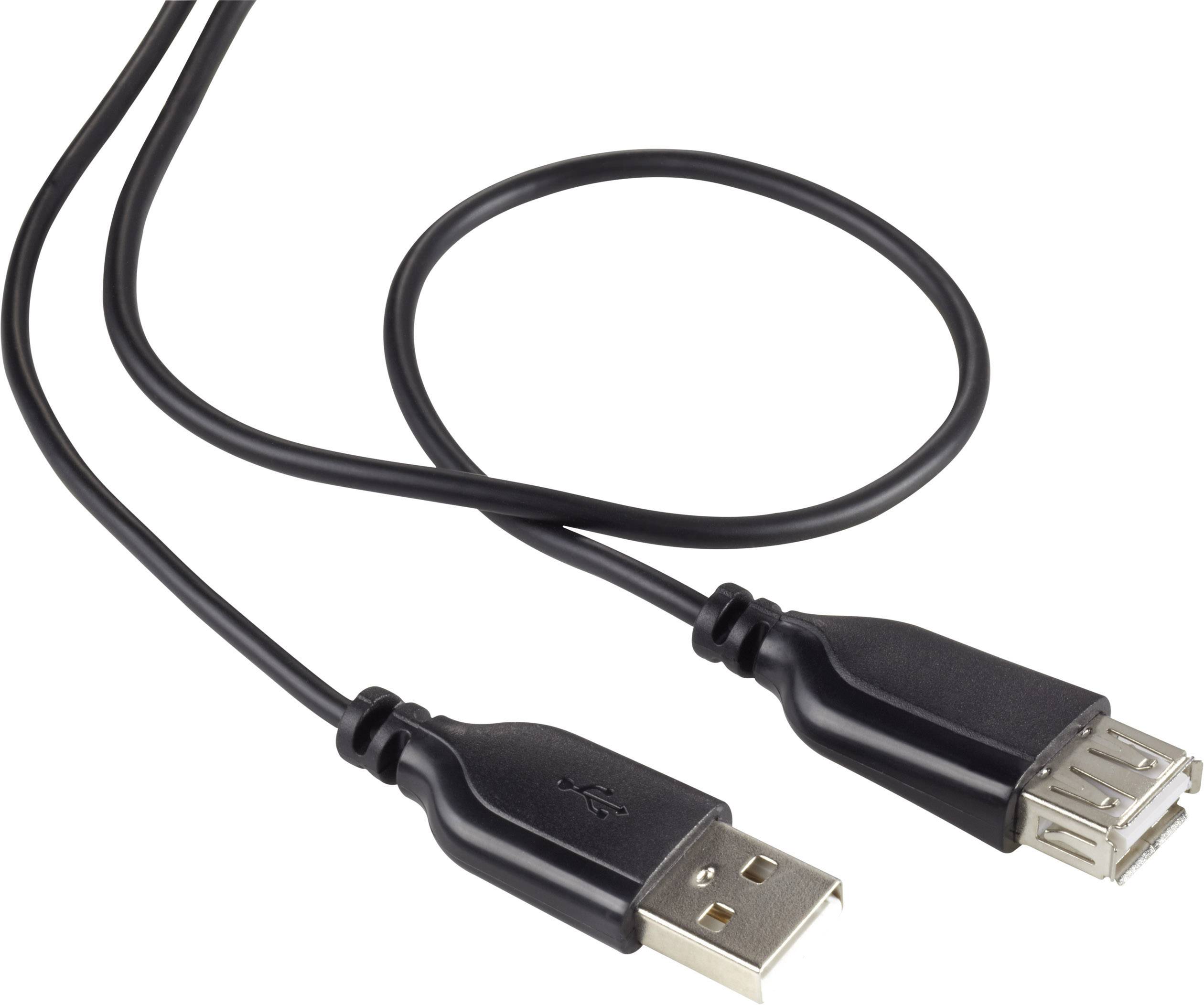 Un câble d'extension USB noir avec une fiche USB-A et un port USB-A, adapté pour connecter des appareils.