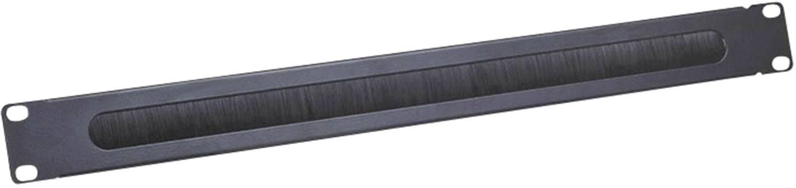 Un panneau aveugle rectangulaire noir pour rack, équipé d'une fente à brosse, permettant la gestion des câbles dans un rack serveur.