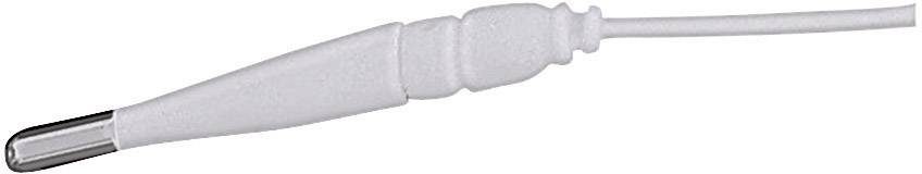 Un câble audio blanc avec une fiche métallique, utilisé pour se connecter à des appareils audio.