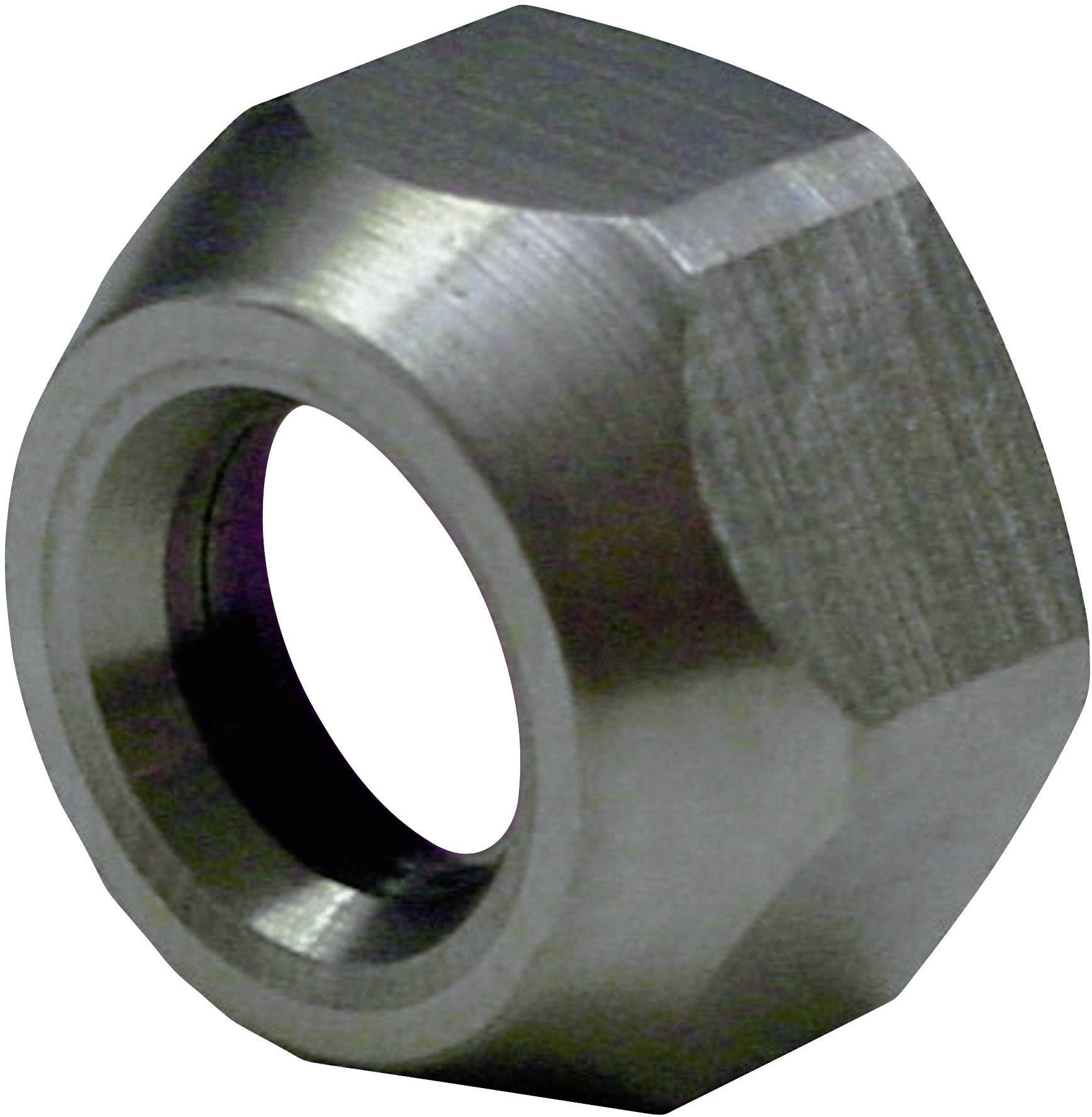 Écrou hexagonal en métal fileté, adapté pour les assemblages par vis dans les constructions mécaniques et les structures.