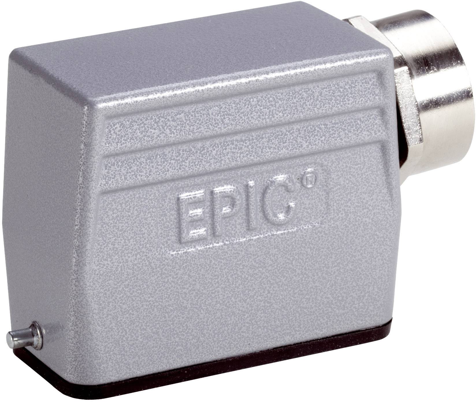 Connecteur rectangulaire gris portant l'inscription 'EPIC', conçu avec une construction robuste et destiné à des applications industrielles.