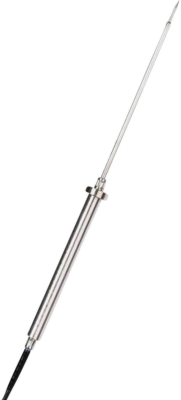 Une seule tige métallique longue avec une pointe pointue et un câble noir à l'extrémité. Probablement un capteur de thermomètre.