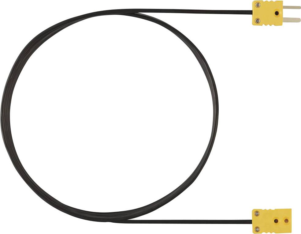 Un câble de thermocouple avec des connecteurs jaunes aux deux extrémités, utilisé pour la mesure de température.