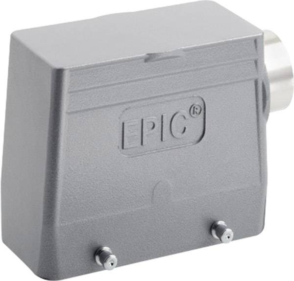 Boîtier rectangulaire gris portant l'inscription 'EPIC', avec une fixation métallique à droite ; sert de boîtier de protection pour les connecteurs.