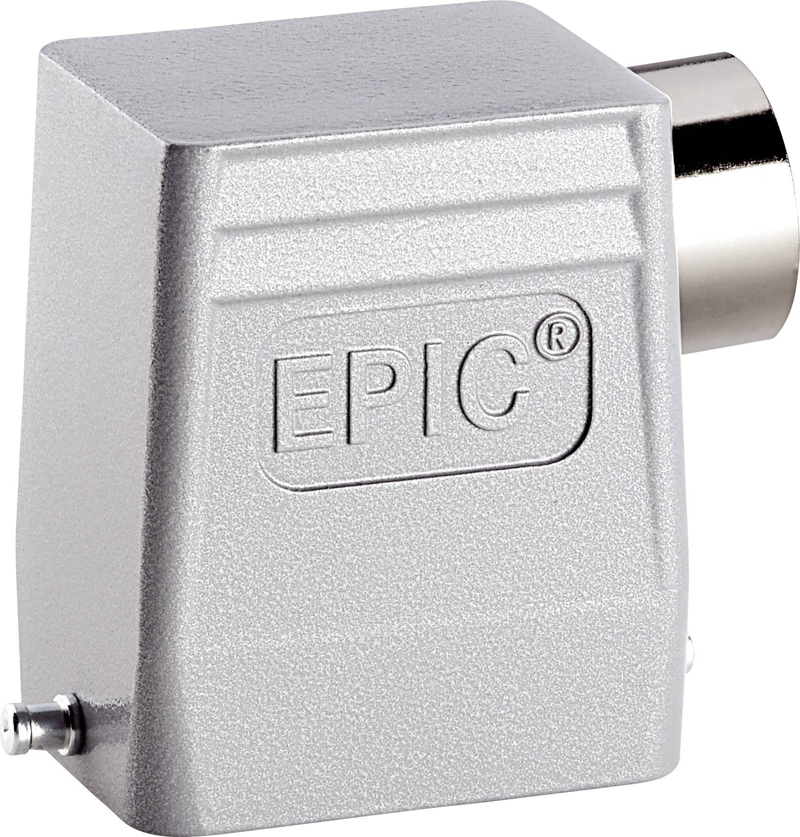 Boîtier de connecteur électrique en métal avec l'inscription 'EPIC'. Adapté aux applications industrielles.