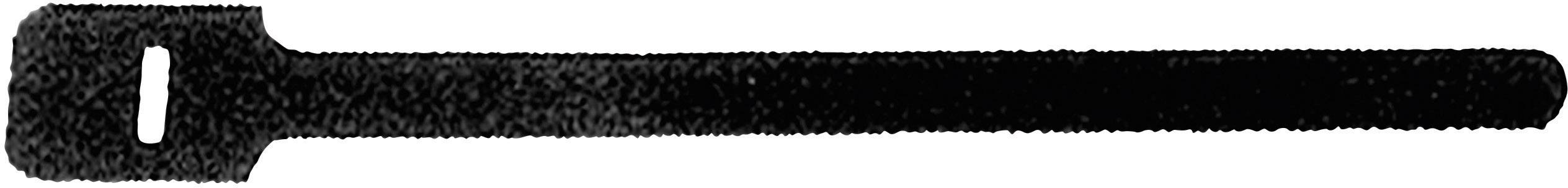 Un serre-câble noir à scratch pour regrouper et organiser les câbles.