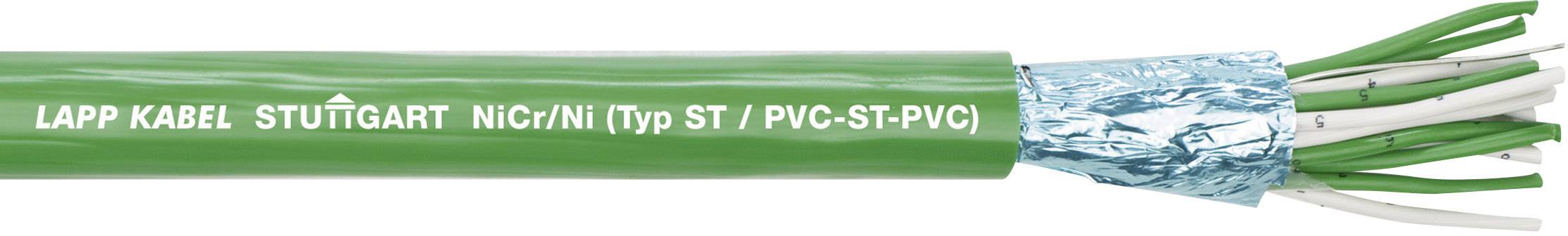 Câble vert avec texte blanc 'LAPP KABEL STUTTGART N(C)Y (Type ST / PVC-ST-PVC)'. La partie coupée montre le conducteur intérieur.