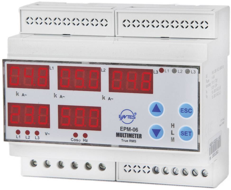 ENTES EPM-06-DIN Tension, courant, fréquence, heures de fonctionnement, heures totales