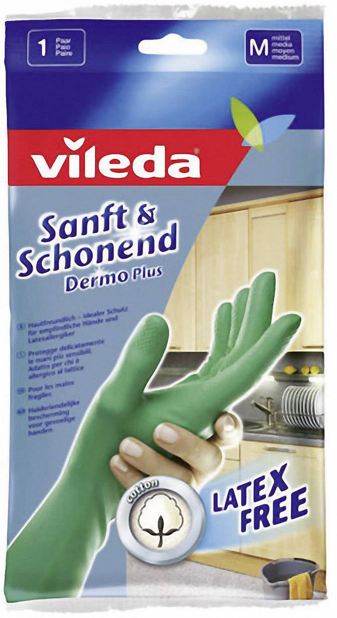 Gants en caoutchouc Vileda Dermo Plus, taille M, 1 paire, 665