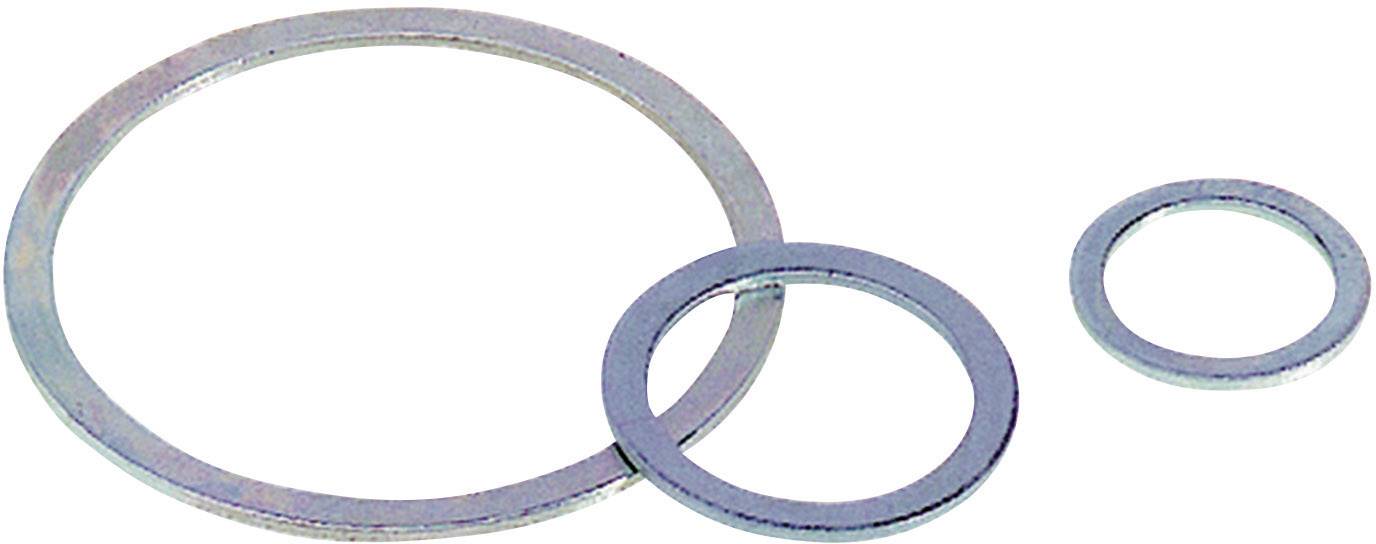 Trois disques métalliques de différentes tailles disposés côte à côte sur un fond blanc.