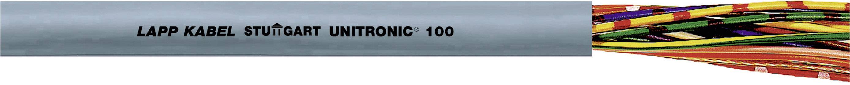 Un câble gris portant l'inscription 'LAPP KABEL STUTTGART UNITRONIC 100'. Plusieurs âmes de câble colorées sont visibles à droite.