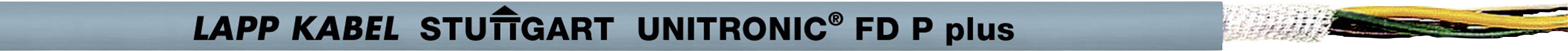'UNITRONIC FD P plus' est écrit sur un fond gris. À gauche se trouve le logo de Lapp Kabel Stuttgart, à droite une image de câbles.