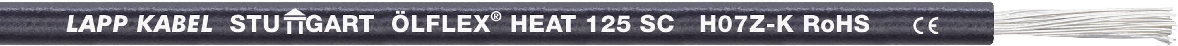 Câble noir portant l'inscription 'Lapp Kabel Stuttgart Oelflex Heat XFS SC 1x12 0.6/1kV PAAR'.