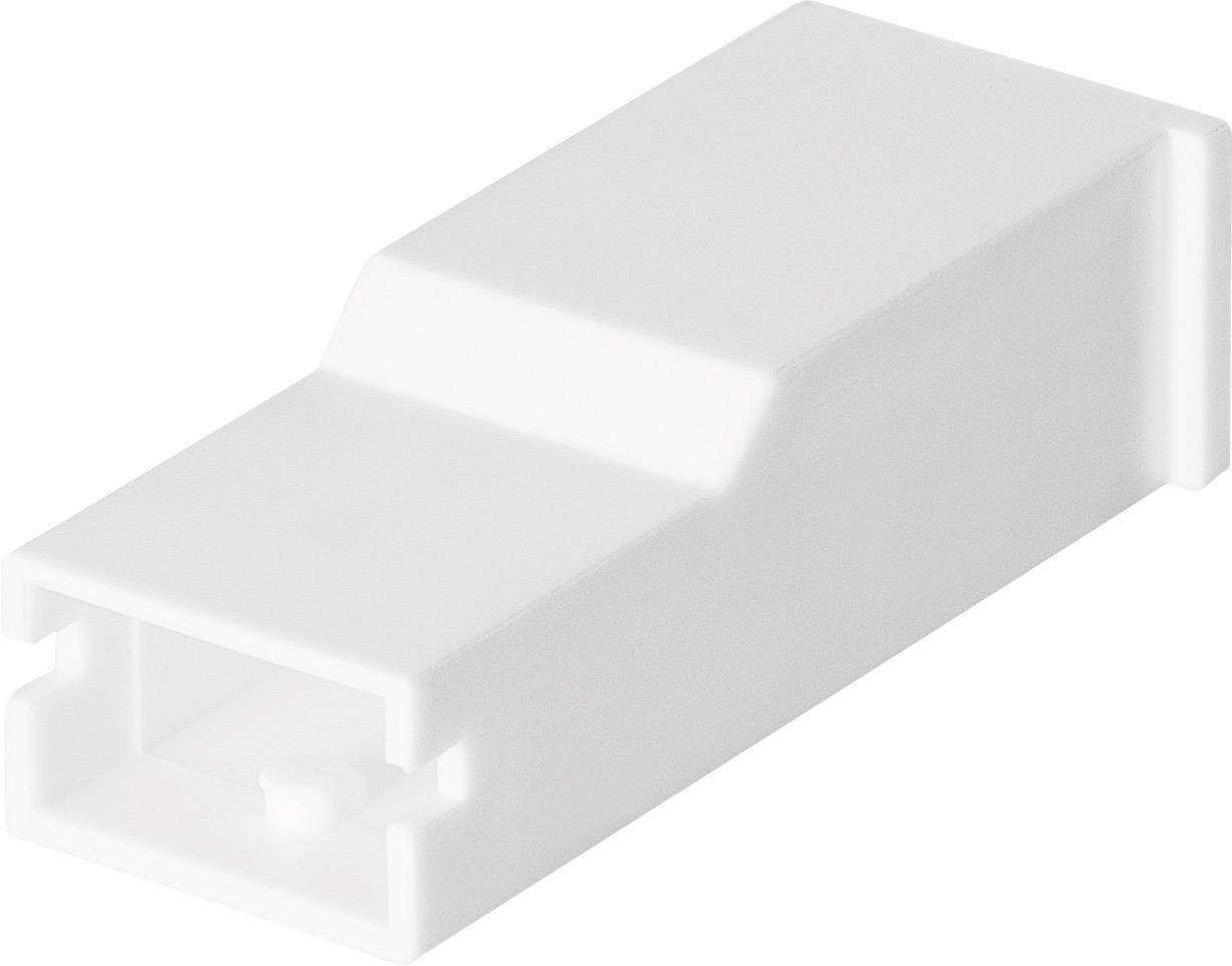 Un adaptateur en plastique blanc de forme rectangulaire, avec une extrémité ouverte, probablement destiné à des connexions électriques ou électroniques.