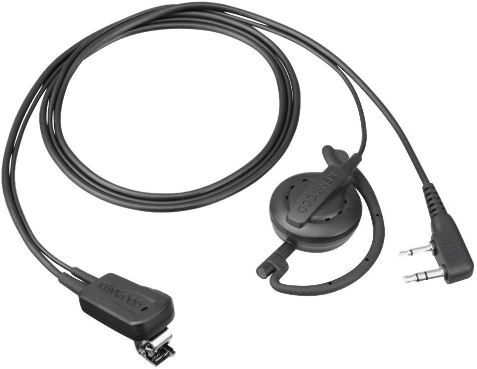 Câble de casque noir avec écouteur et microphone. À gauche, une fiche plate, à droite, une fiche double pour la connexion à un appareil.