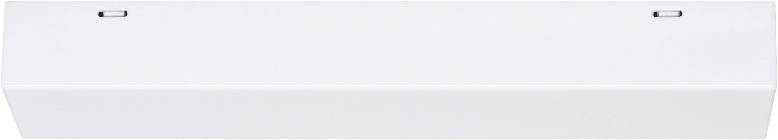 Un boîtier de plafonnier blanc rectangulaire avec deux trous de fixation sur le dessus, adapté pour l'éclairage intérieur.