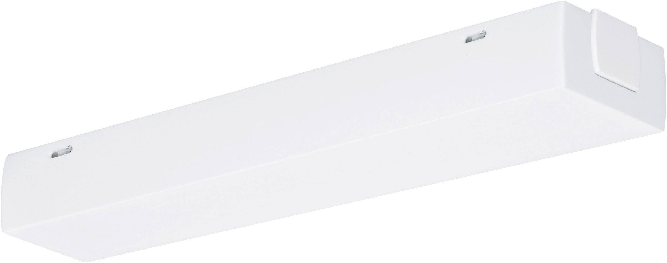 Un bandeau lumineux LED blanc rectangulaire pour montage au plafond, couramment utilisé dans les environnements de bureaux ou industriels.