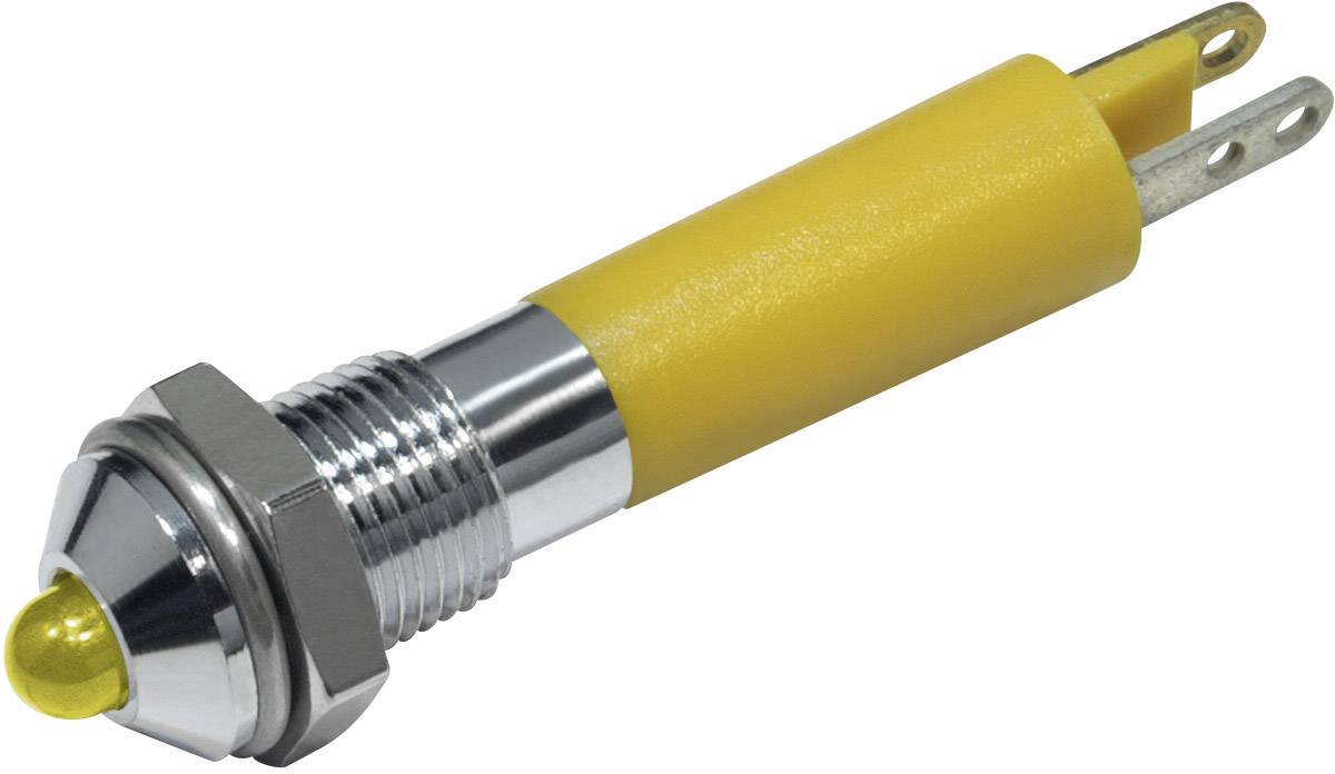 Un interrupteur à bascule jaune, cylindrique, avec un filetage métallique et deux connexions électriques, couramment utilisé dans les appareils électroniques.