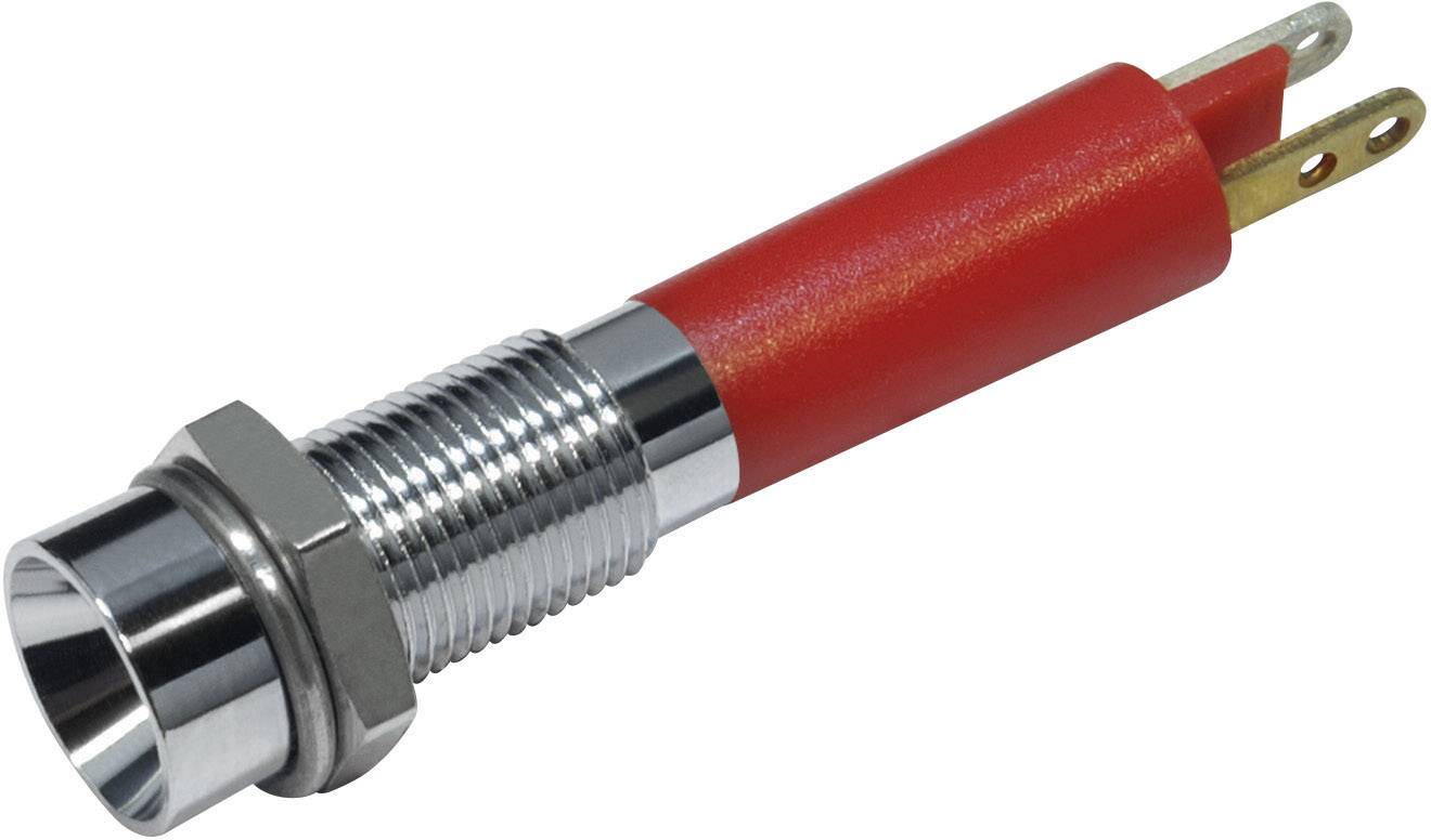 Affichage LED rouge avec base filetée et deux connexions métalliques pour l'intégration électrique.
