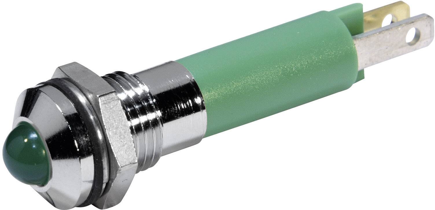 Bouton-poussoir vert avec socle métallique, adapté pour les commandes électroniques ou la commande d'appareils.