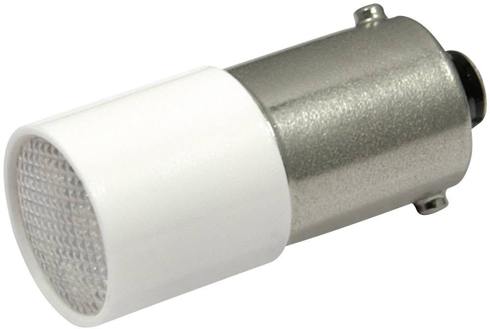 Une ampoule LED blanche à socle métallique, adaptée aux véhicules.
