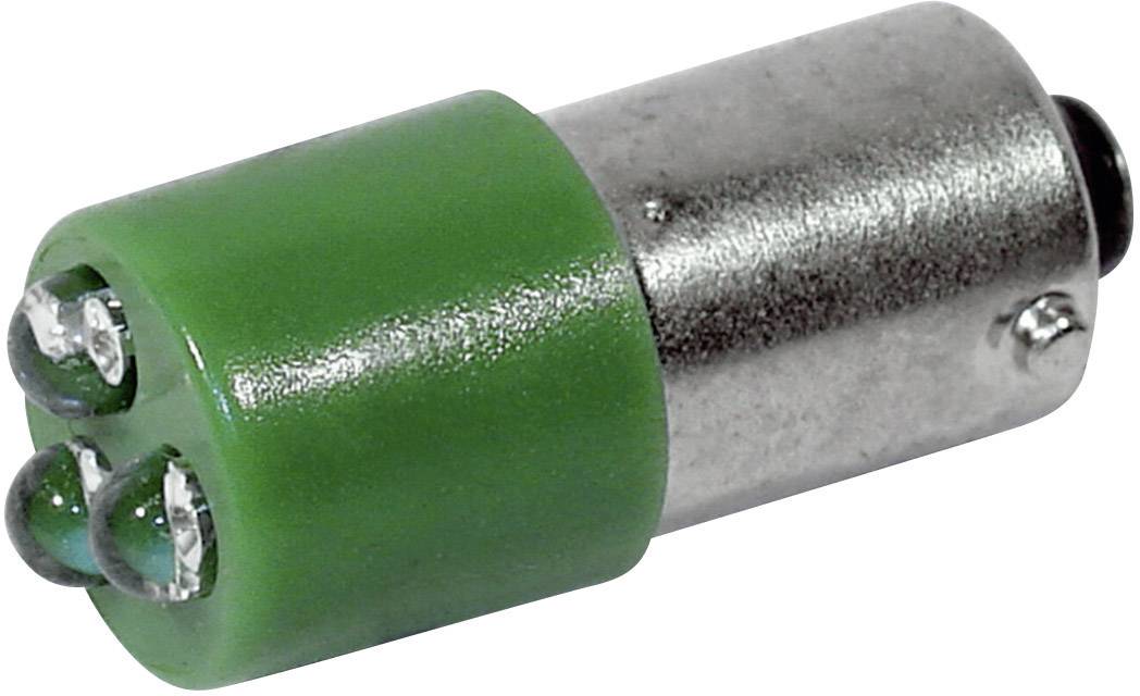 Une petite lampe LED cylindrique avec un boîtier vert et trois points lumineux visibles, adaptée aux applications techniques.