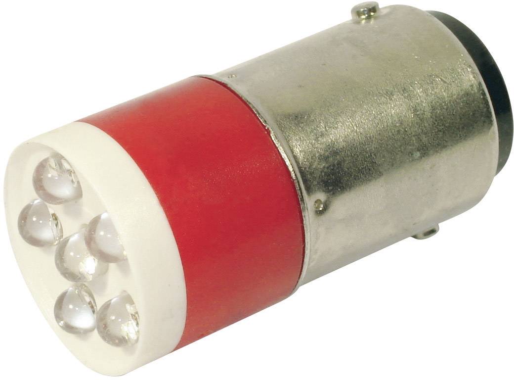Une lampe LED rouge composée de plusieurs petites diodes électroluminescentes, de forme cylindrique, sur un fond blanc.