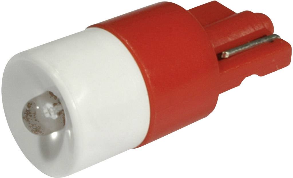 Une lampe LED rouge et blanche avec des contacts métalliques, destinée à être utilisée dans des appareils électroniques.