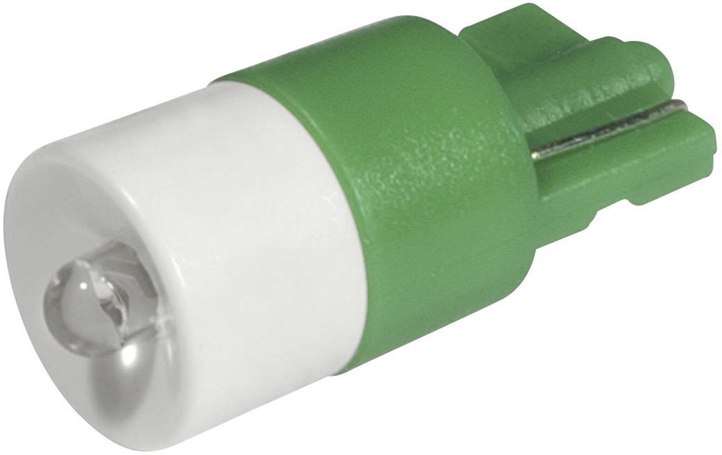 Une petite lampe LED verte avec base blanche, de design cylindrique, destinée aux applications électroniques.