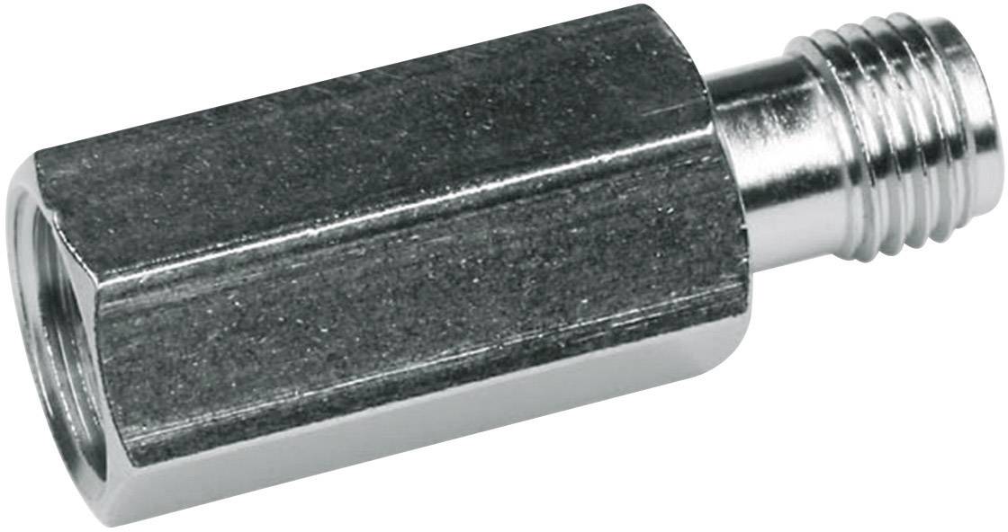 Rallonge hexagonale métallique avec un filetage intérieur d'un côté et un filetage extérieur de l'autre. Permet de connecter des pièces mécaniques.