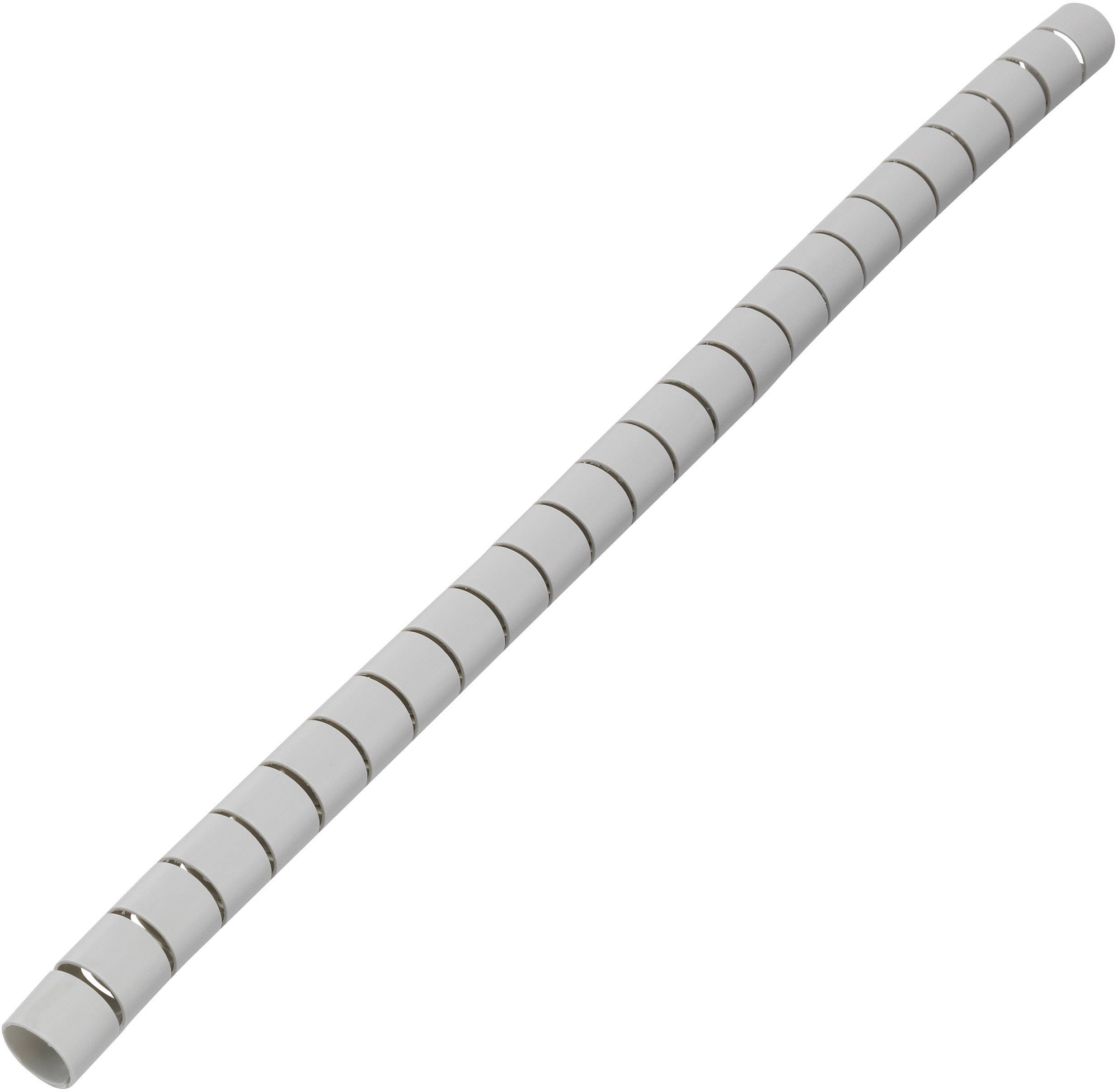 Un chenal de câbles blanc en matériau flexible à structure spiralée, utilisé pour le regroupement ordonné des câbles.