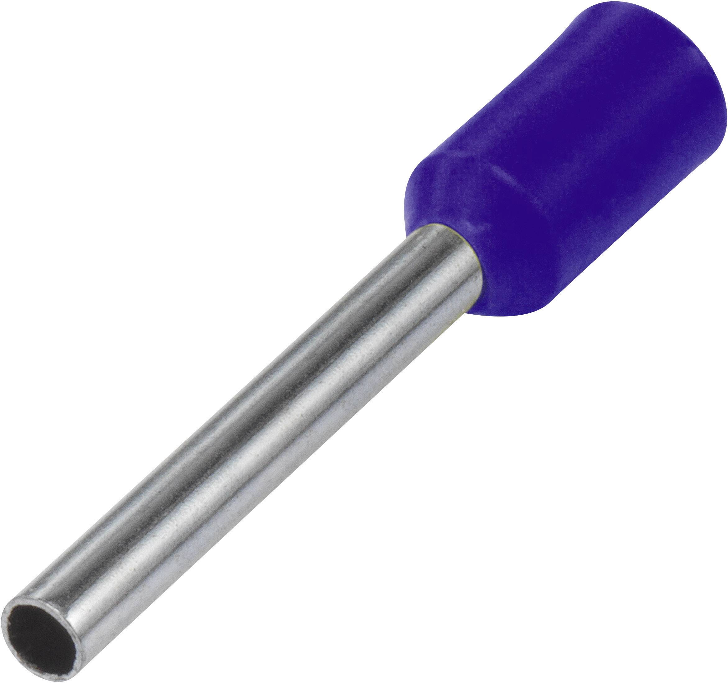 Embout de câble bleu à manchon métallique long pour la connexion de conducteurs électriques.