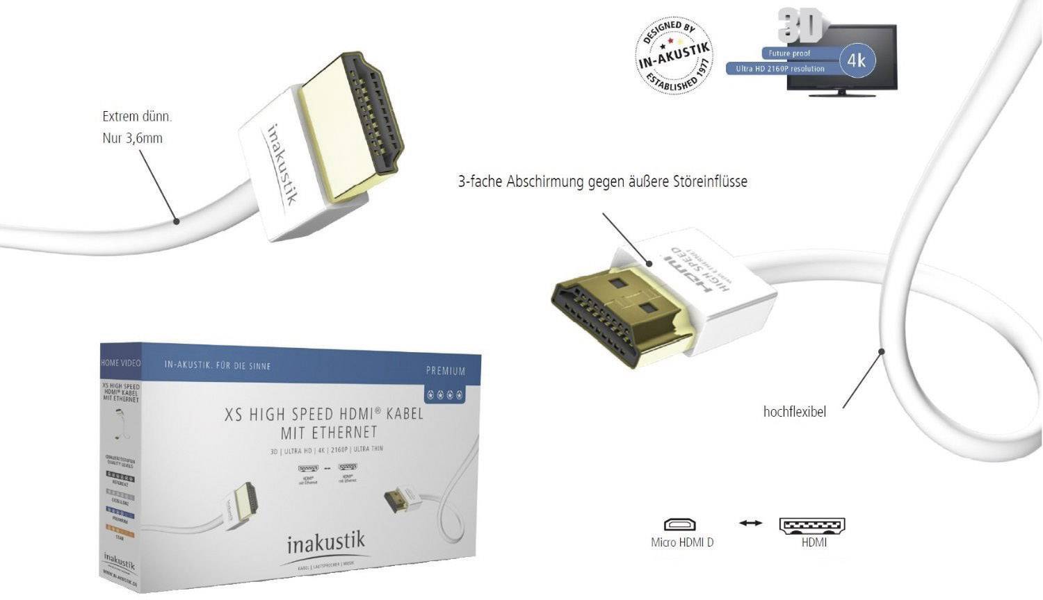 Câble de raccordement Inakustik 004246305 5.00 m blanc