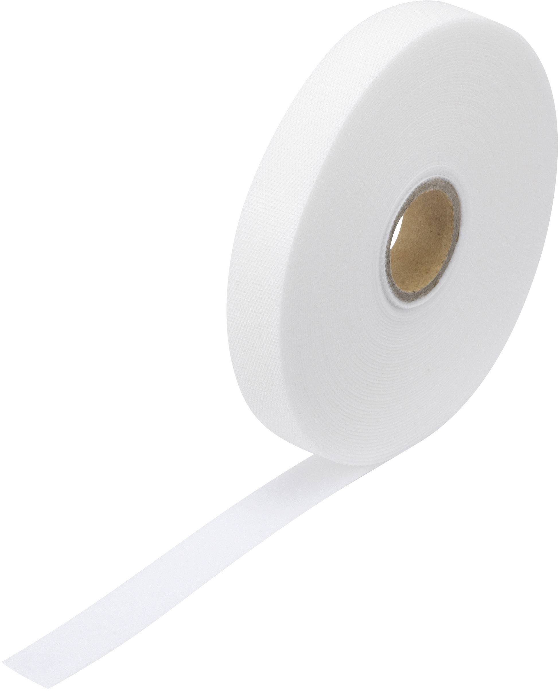 Un rouleau de ruban adhésif blanc, partiellement déroulé, sur un fond neutre.