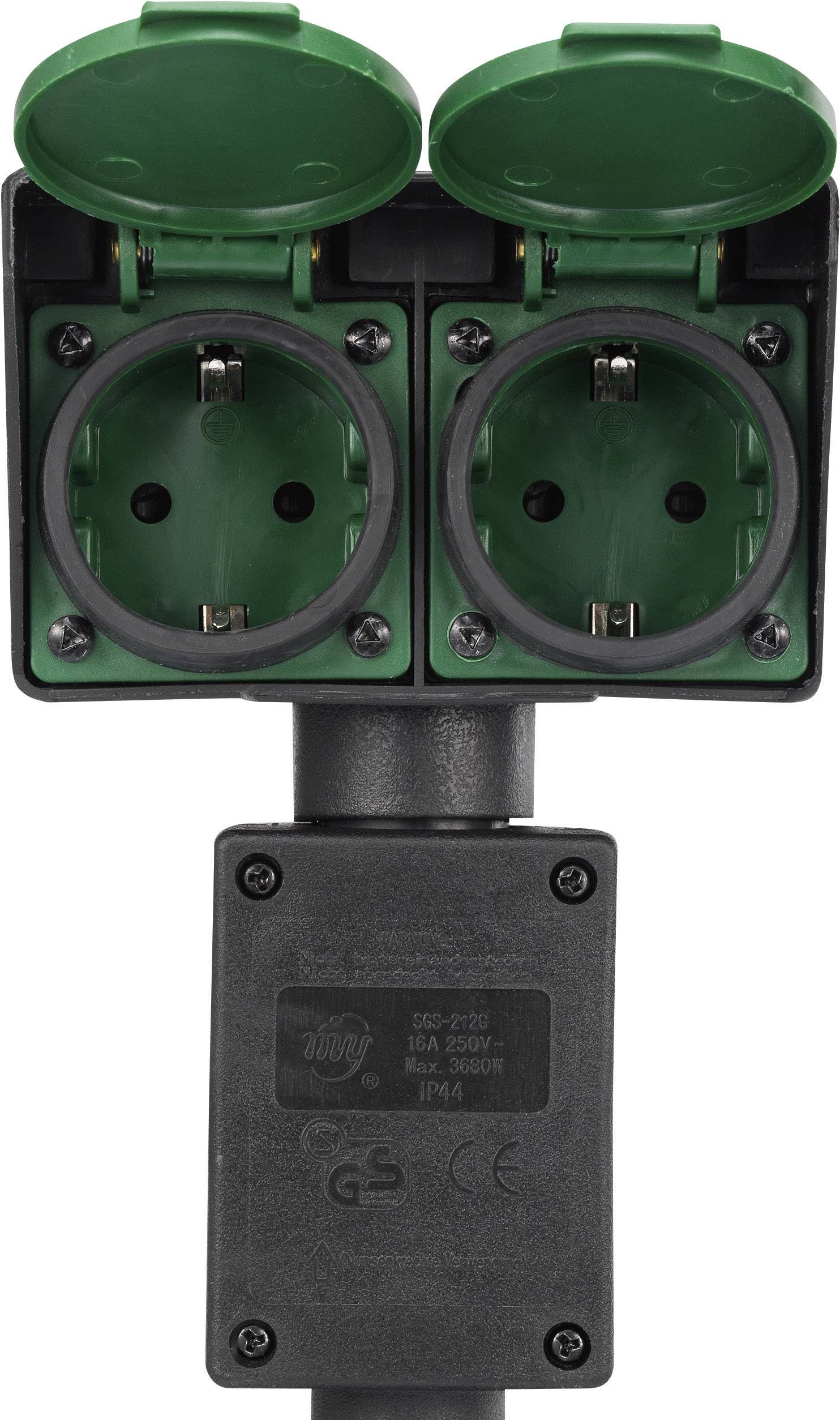 Renkforce 1168610 Prise de jardin x2 noir, vert avec piquet de terre