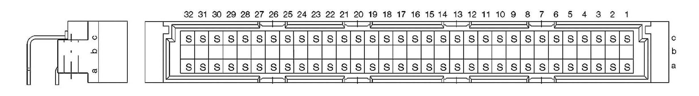ERNI 364914 Connecteur mâle Nombre total de pôles 64 Nbr de rangées 2