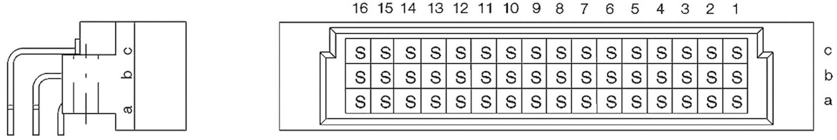 ERNI 254324 Connecteur mâle Nombre total de pôles 48 Nbr de rangées 3