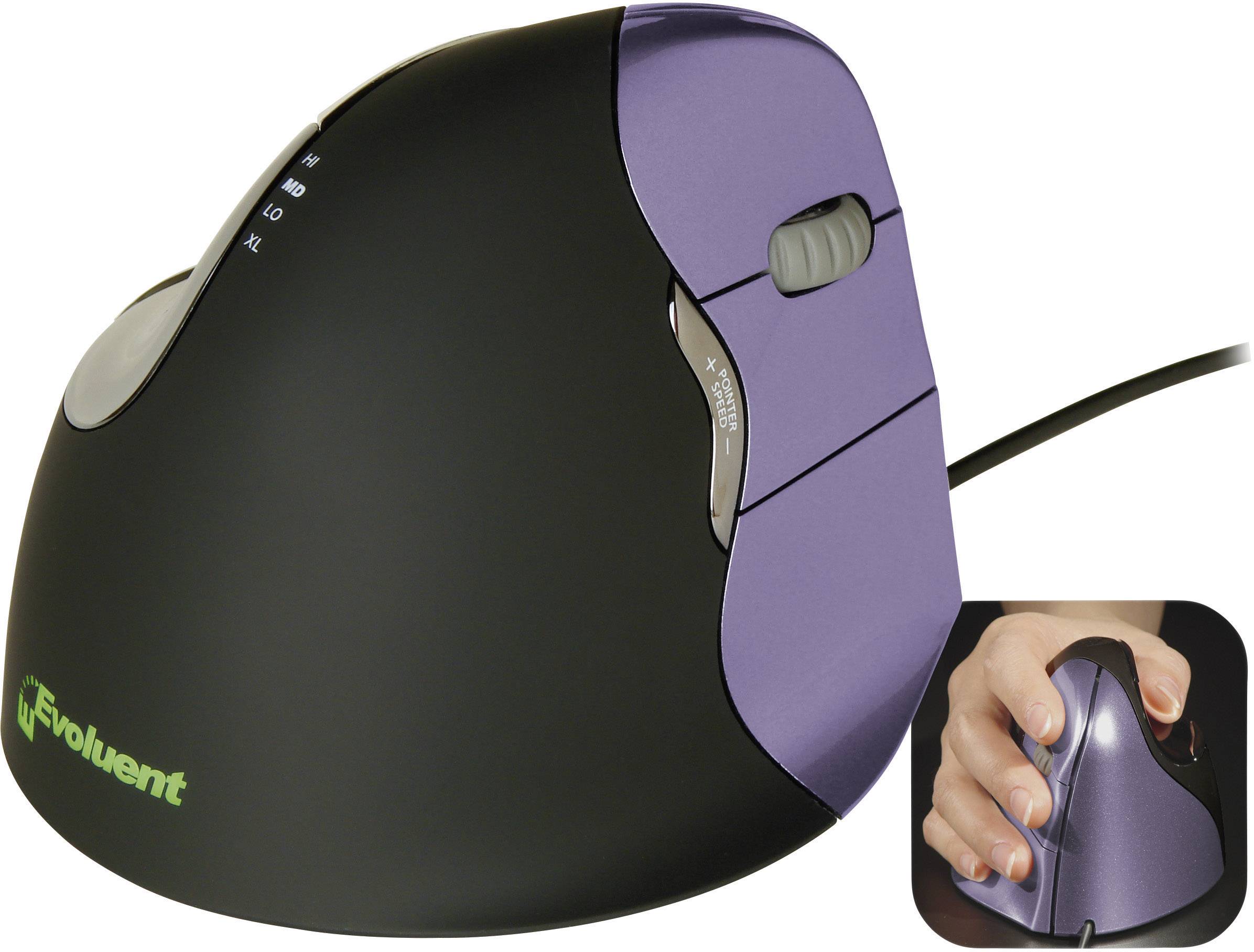 Souris ergonomique optique Evoluent Vertical Mouse 4 VM4S ergonomique noir, lilas