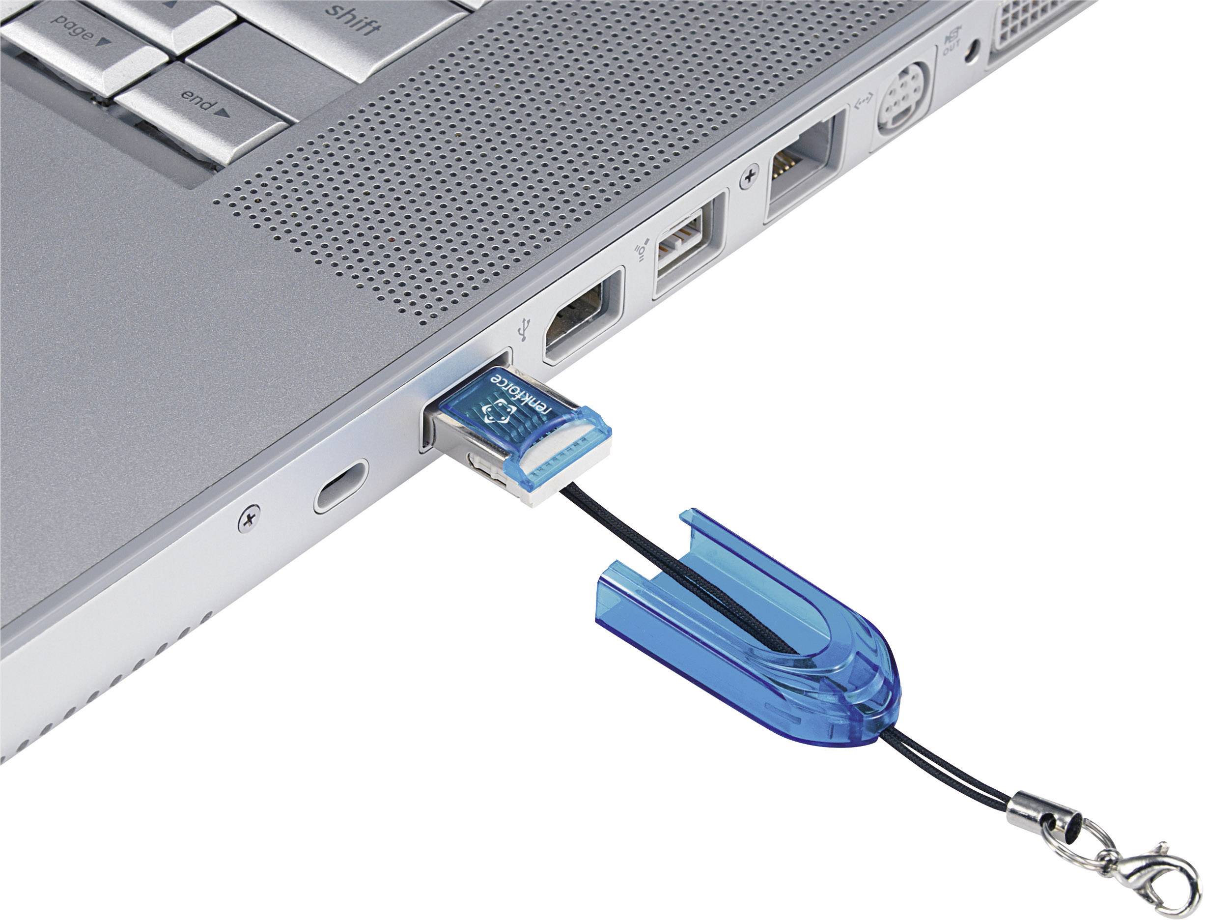 Lecteur de carte mémoire externe Renkforce CR14e Mini USB 2.0 bleu